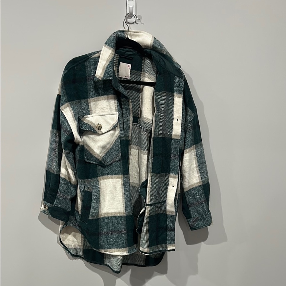 Women’s Green and White Plaid Shacket